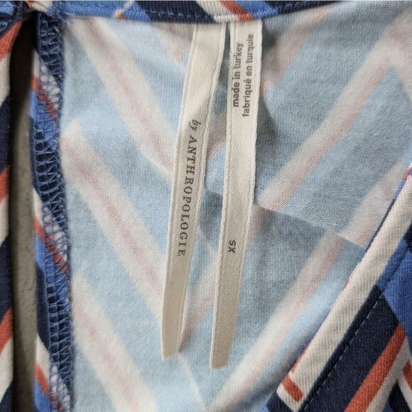 By Anthropologie Blue Chevron Breezy Jumpsuit Size XS Zig Zag Print, Jersey Knit - Picture 6 of 7